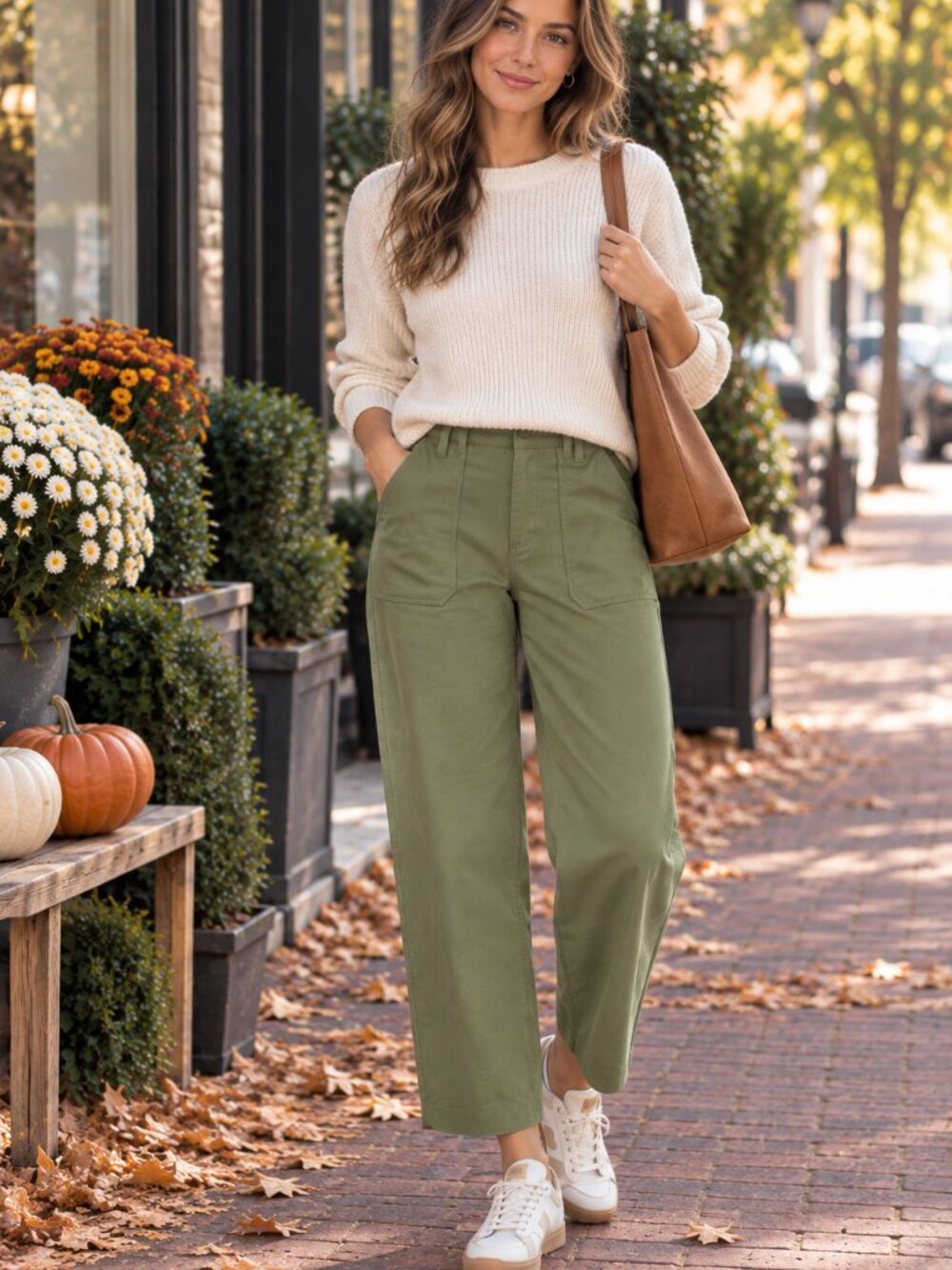 Athleta Skyline High Rise Barrel Leg Pants Olive Branch Size 10